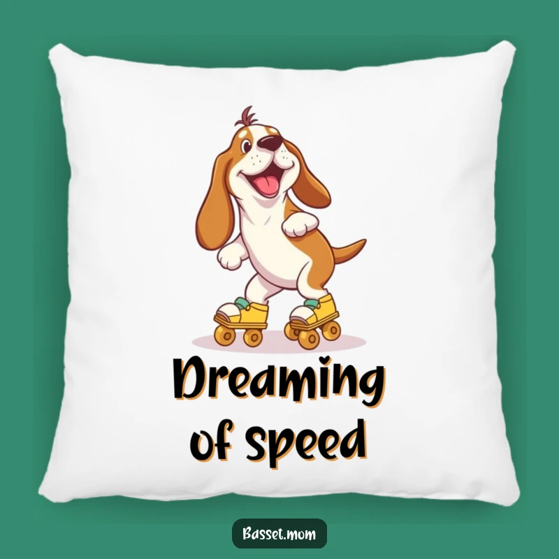 Funny Comfy Basset Hound Roller Skates Pillow - Cute Dog Decor