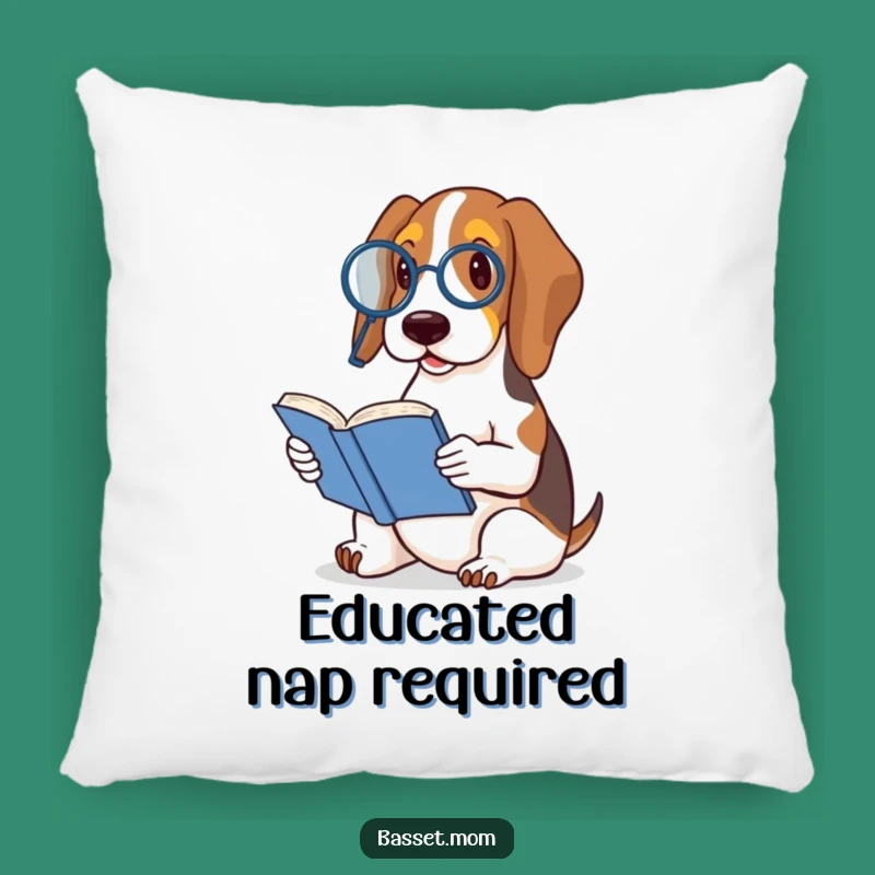 Cozy Funny Basset Hound Monocle Book Pillow - Sophisticated Comfort Accent