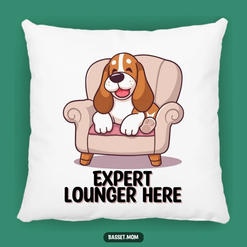 Funny Happy Sigh Basset Hound Pillow: Lounging Comfort - Cozy Funny Gift