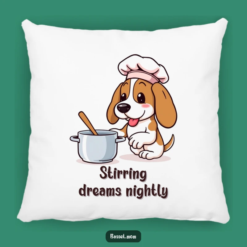 Funny Basset Hound Chef Pillow - Cozy & Enthusiastic Cook Accent