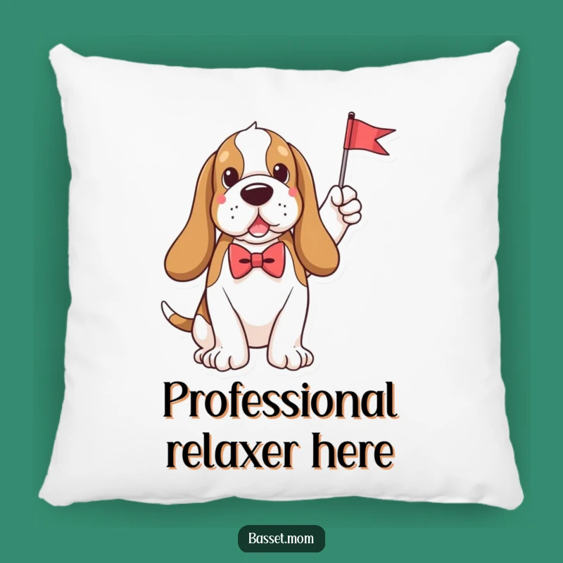 Funny Comfy Basset Hound Bow Tie Flag Pillow - Cute Dog Accent