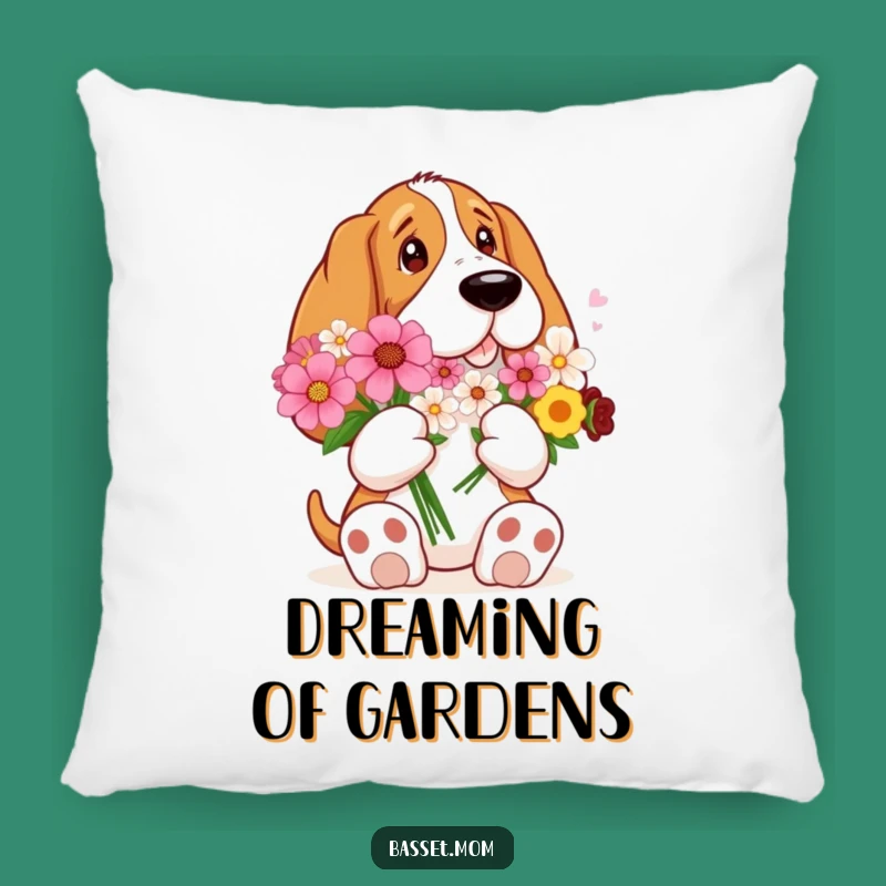 Funny Comfy Basset Hound Flower Pillow - Cute Dog Decor