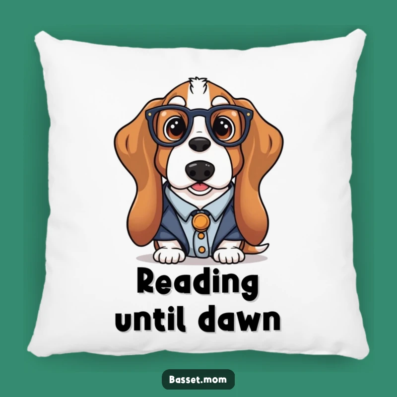 Funny Librarian Basset Hound Pillow: Cozy Cushion for Book Lovers, Perfect Gift