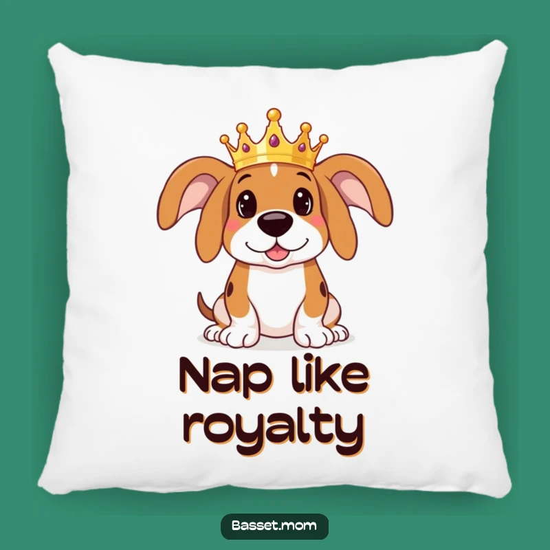 Comfortable King Funny Basset Hound Pillow - Soft & Regal Decor