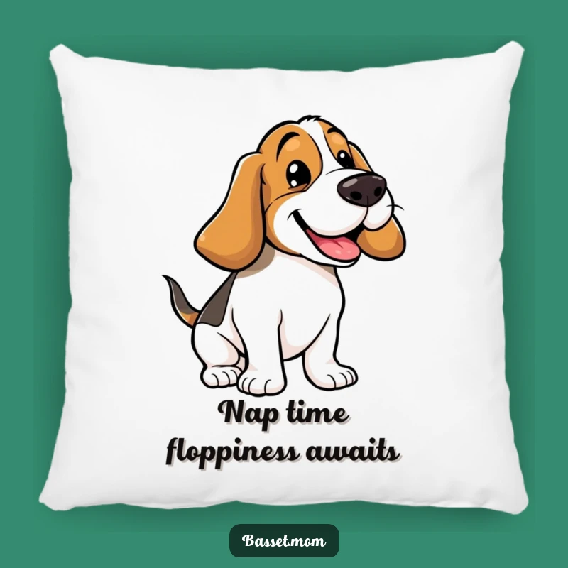 Comfy Funny Basset Hound Floppy Ears Bounce Pillow - Cozy Accent Piece