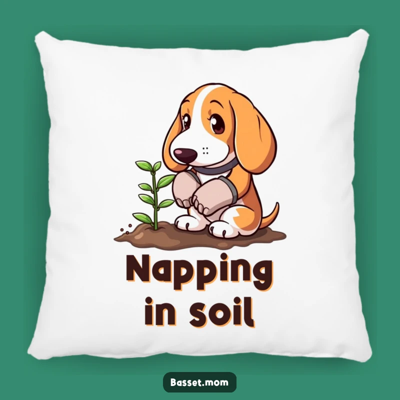 Funny Basset Hound Gardener Pillow - Cozy Sprout Planting Accent Decor