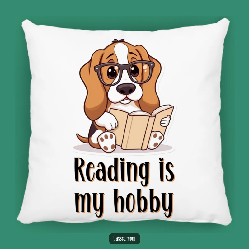 Funny Basset Hound Reading Pillow: Cozy Comfort for Bookish Nights