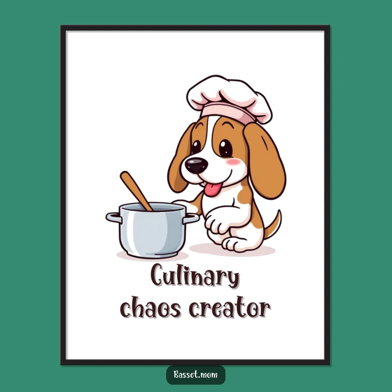 Funny Basset Hound Chef Digital Art - Enthusiastic Pup Printable