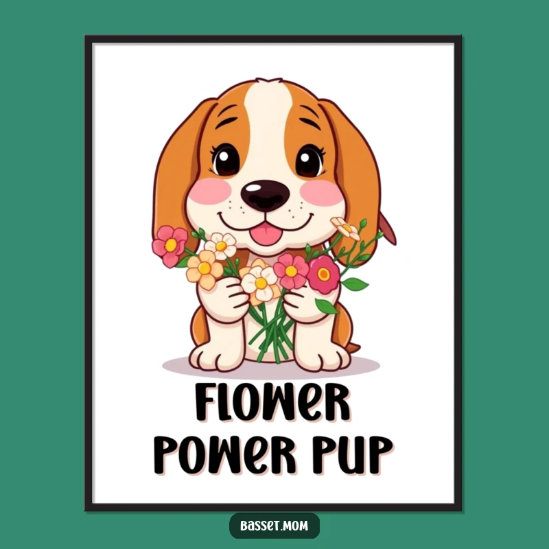Funny Basset Hound Sweet Gesture Digital Art - Instant Charming Decor Gift!
