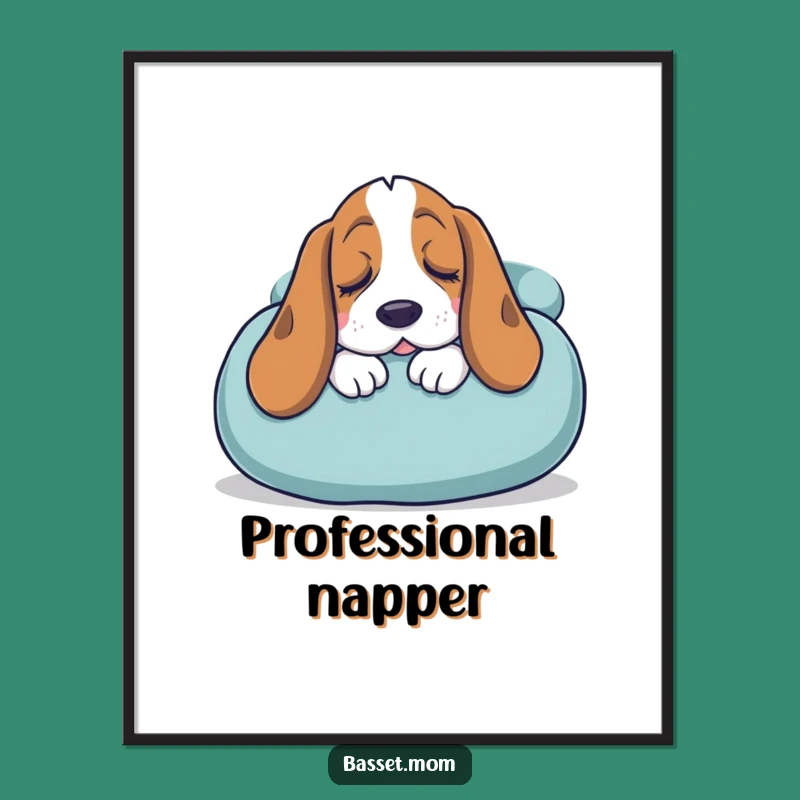 Funny Basset Hound Sleepy Digital Art: Instant Cozy Comfort