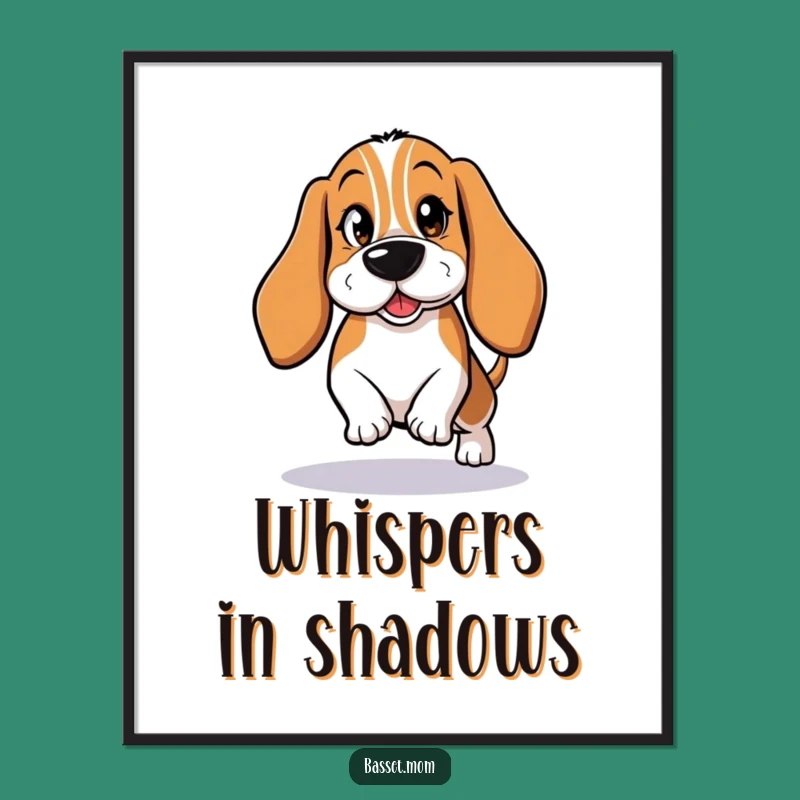 Funny Basset Hound Tiptoeing Digital Art: Instant Mischief for Your Walls