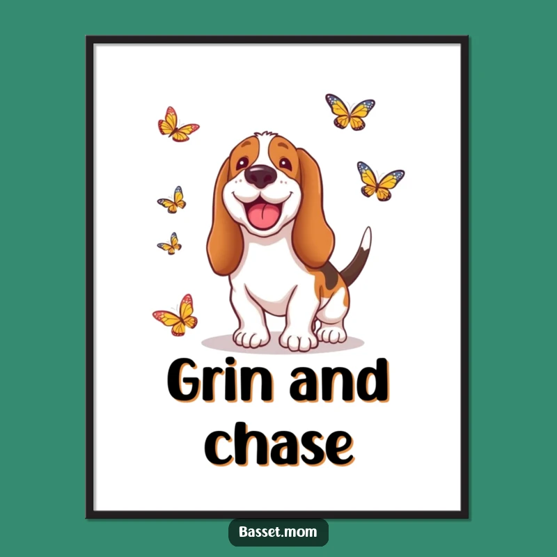 Instant Joy Funny Basset Hound Art - Digital Download Decor