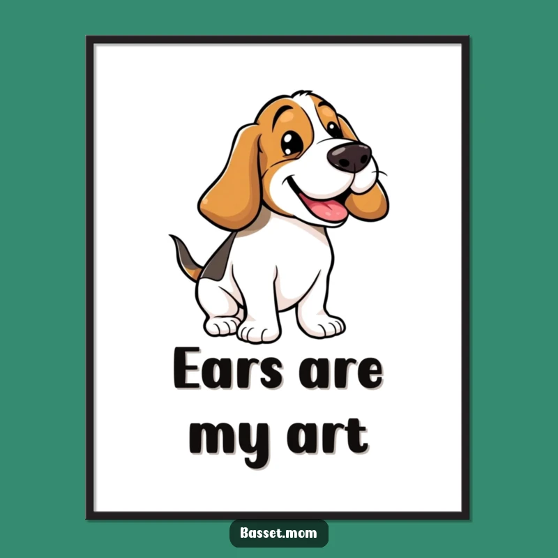 Hilarious Funny Basset Hound Floppy Ears Bounce Digital Art - Instant Joy Download