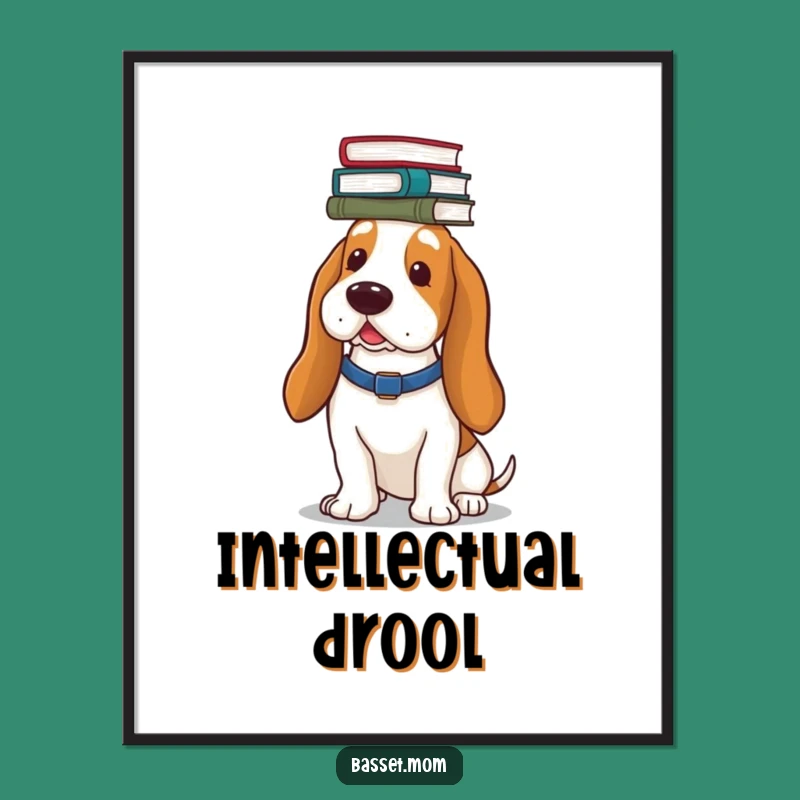Funny Basset Hound Intellectual Print: Hilarious Art for Book Lovers' Walls
