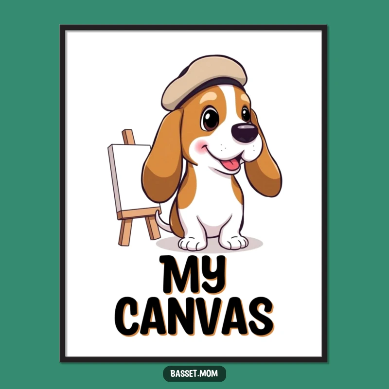 Funny Basset Hound Artist Digital Art: Instant Creative Charm for Your Space