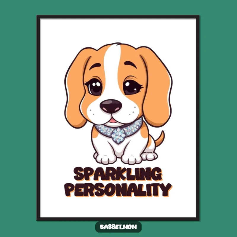 Funny Basset Hound Wink Digital Art - Sparkly Collar Charming Download