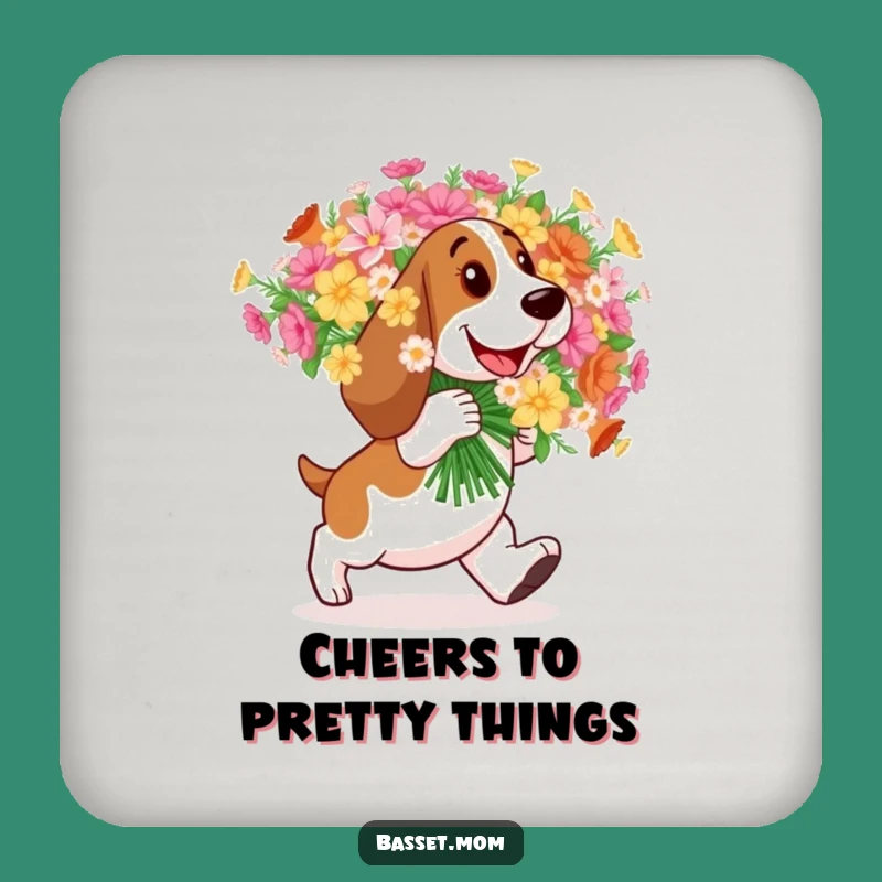 Funny Basset Hound Flower Coaster: Happy Surface Protection, Perfect Gift
