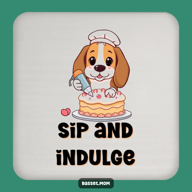 Funny Basset Hound Baking Coaster - Humorous Decor for Your Table