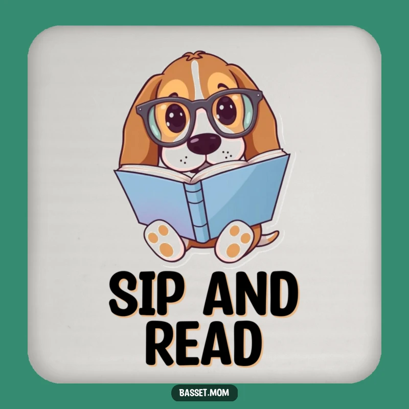 Funny Basset Hound Bookworm Coasters: Protect Your Surfaces Wisely