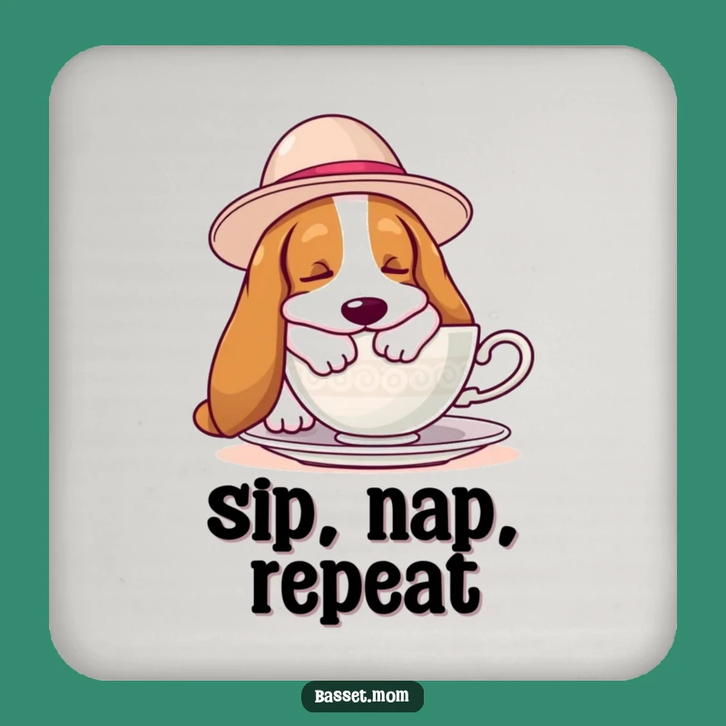 Funny Basset Hound Hat Coaster: Protect Surfaces with Hilarious Style