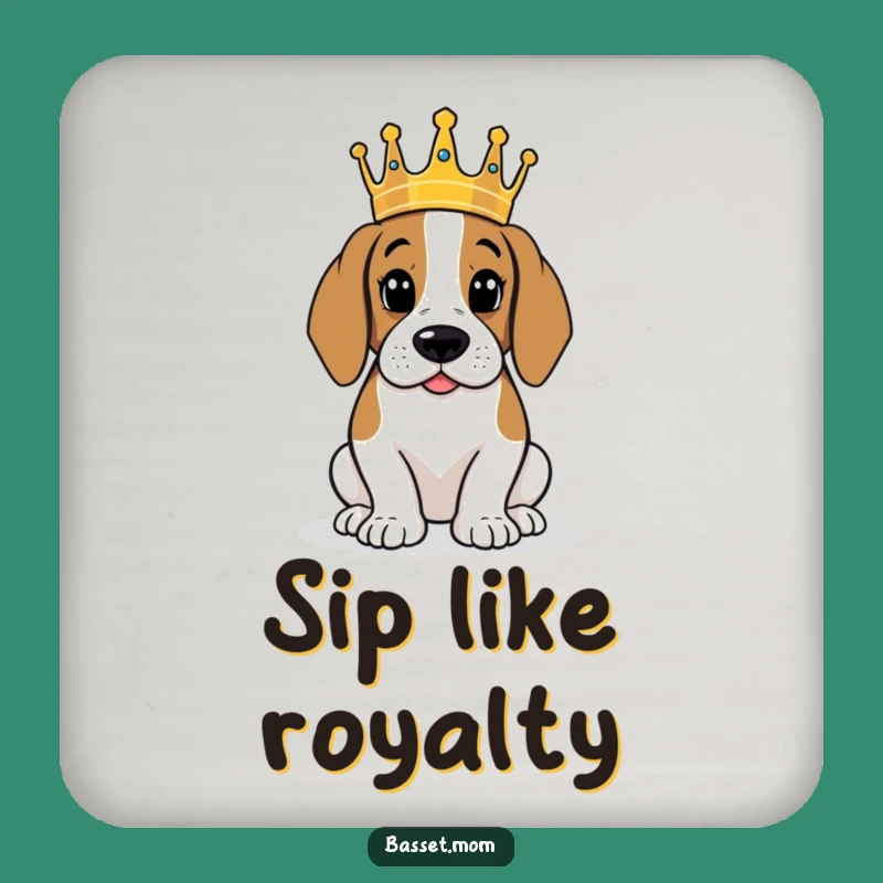 Funny Basset Hound King Coaster - Humorous Royal Decor for Tables