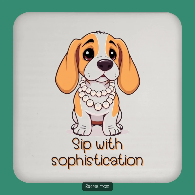 Funny Basset Hound Pearl Coaster: Diva Style Protection, Perfect Gift