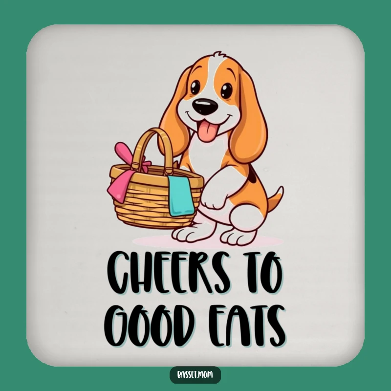 Funny Basset Hound Picnic Coaster: Protect Surfaces with Happy Dog Style