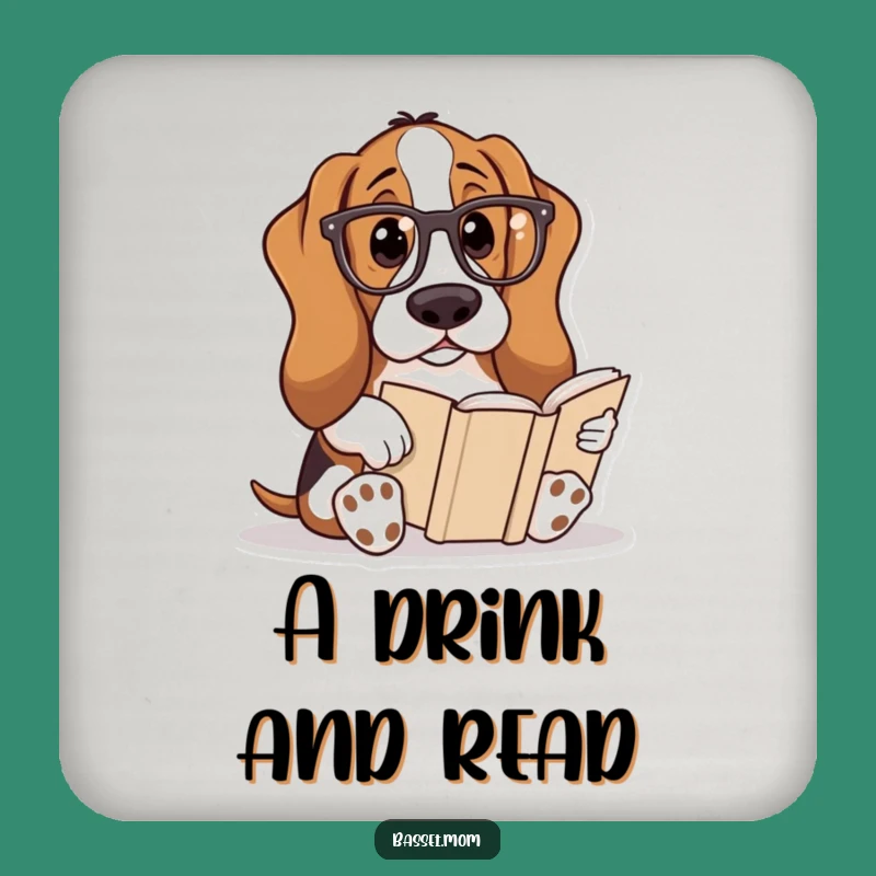 Funny Basset Hound Reader Coaster: Protect Surfaces with Wit