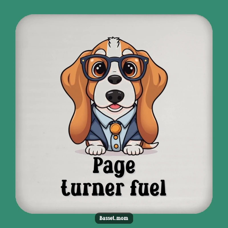 Funny Librarian Basset Hound Coasters: Literary Dog Art, Perfect Gift Set