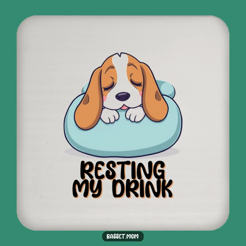Funny Basset Hound Coaster: Sleepy Comfort with Giant Cushion