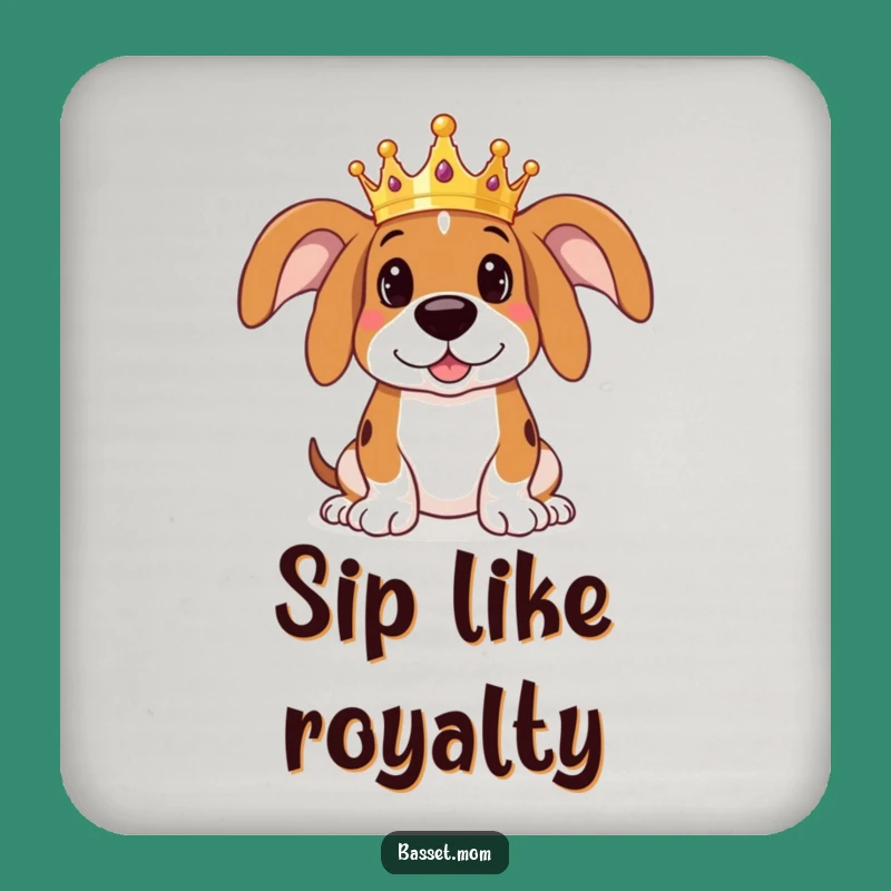 Royal Sip Funny Basset Hound Coaster - Humorous Drink Accessory