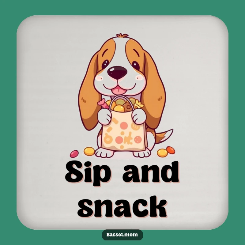 Funny Basset Hound Treat Coaster: Hilarious Snack Protection, Table Decor, Perfect Gift!