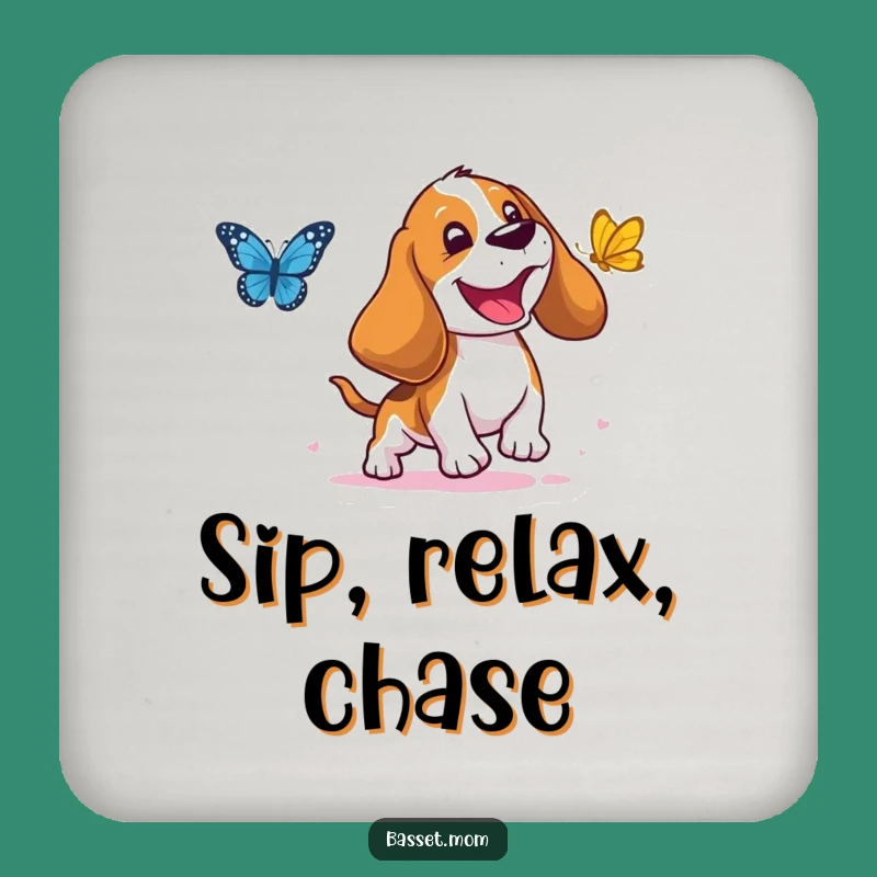 Funny Basset Hound Coasters: Protect Surfaces with Droopy-Eared Butterfly Charm