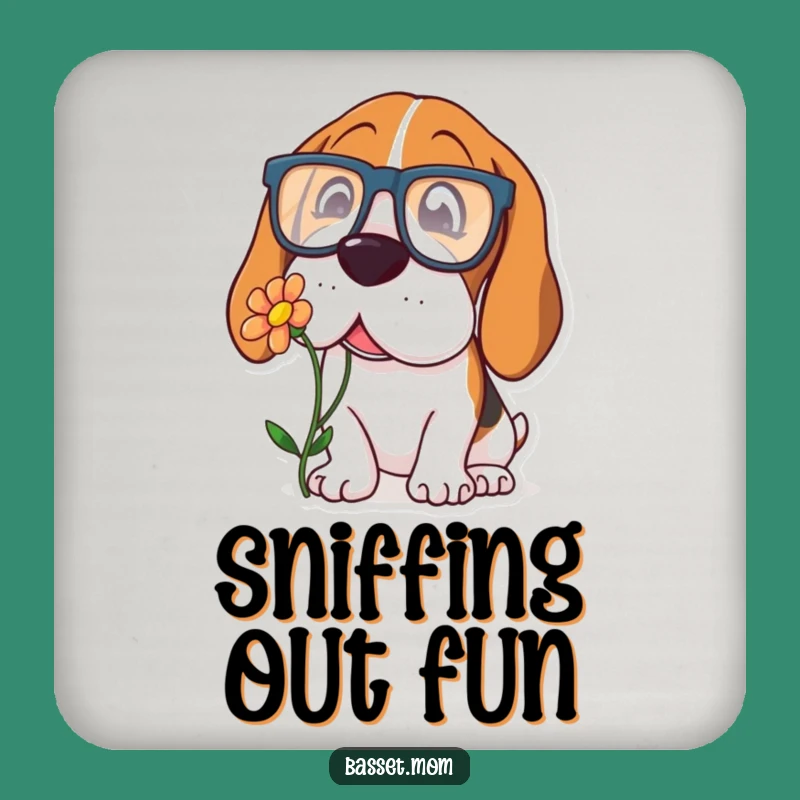 Funny Basset Hound Glasses Coaster - Curious Dog Drink Protection