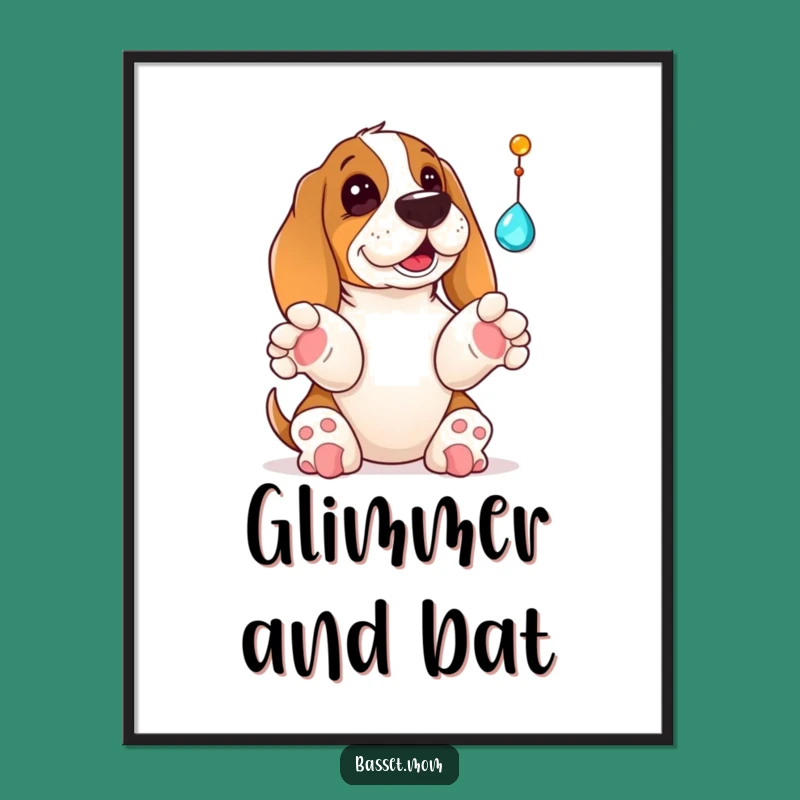 Captivating Funny Basset Hound Jewel Poster - Playful Dog Art