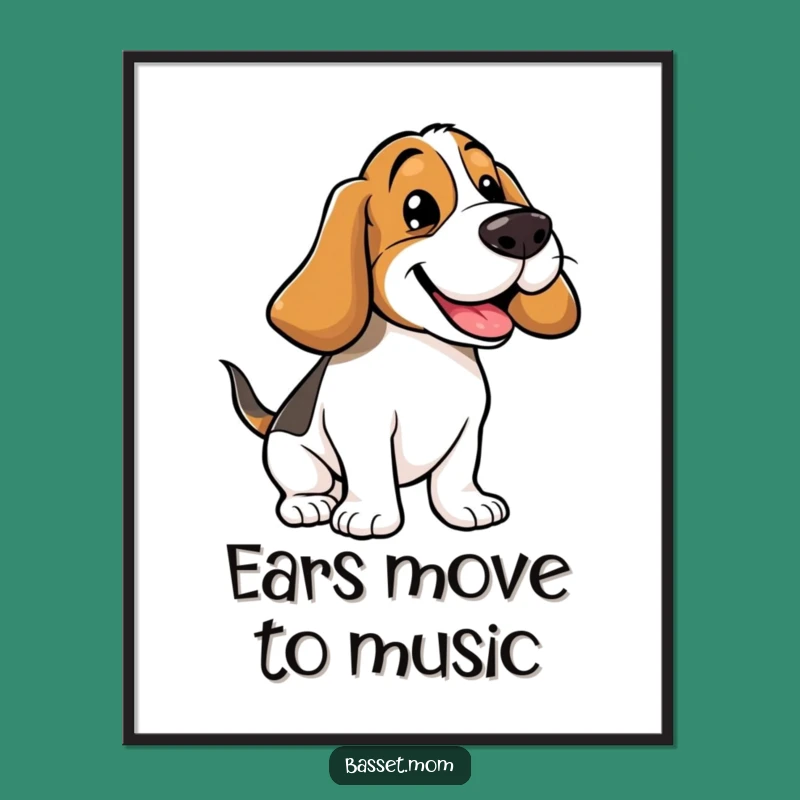 Funny Basset Hound Floppy Ears Bounce Poster - Wall Art for Dog Lovers