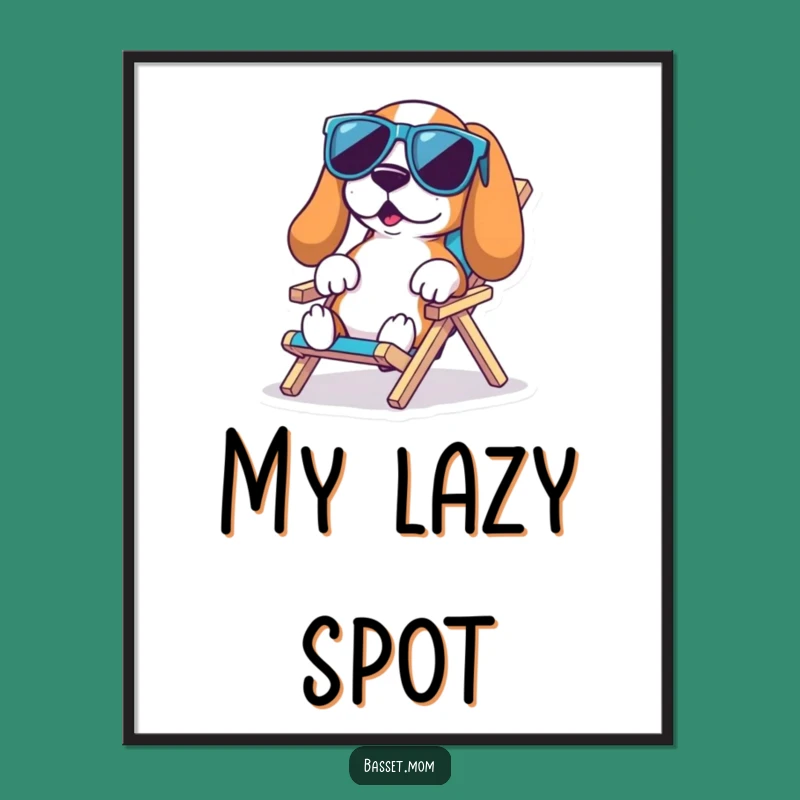 Funny Basset Hound Beach Poster: Decorate with Droopy-Eared Lounge Vibes