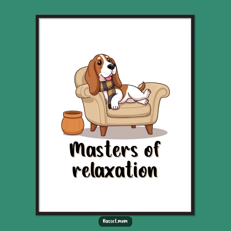 Funny Relaxing Basset Hound Armchair Poster - Cozy Home Decor