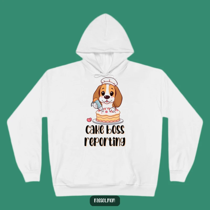 Cozy Funny Basset Hound Baking Hoodie - Warm & Humorous Gift for Bakers