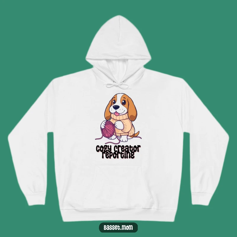 Cozy Funny Basset Hound Knitting Hoodie - Warm & Humorous Dog Lover Gift