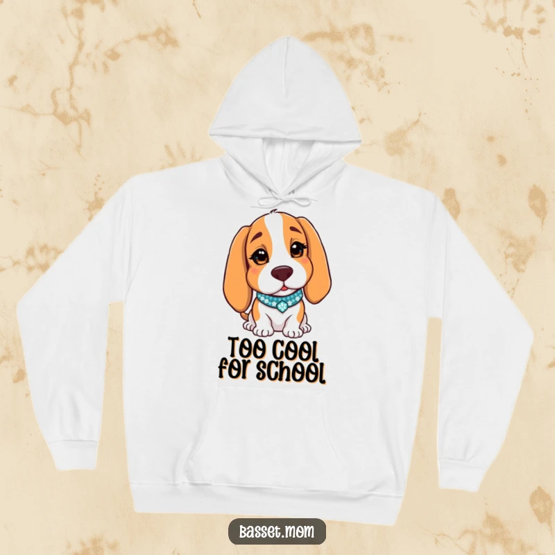 Funny Basset Hound hoodie featuring a dog with a sparkly collar, charmingly winking, ideal for cozy humor and style.