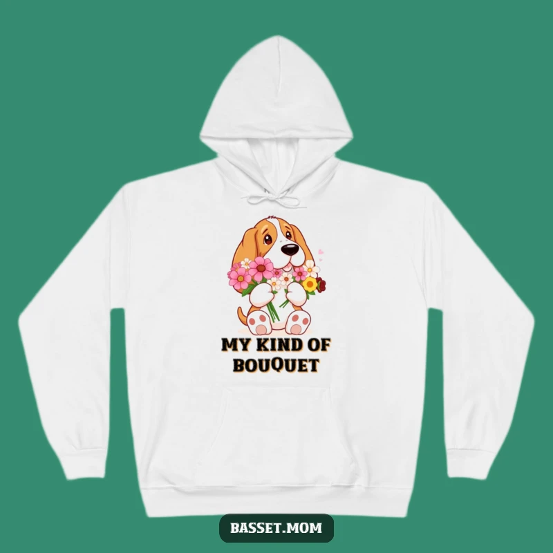Cozy Funny Big Paws Basset Hound Flower Hoodie - Warm Gift