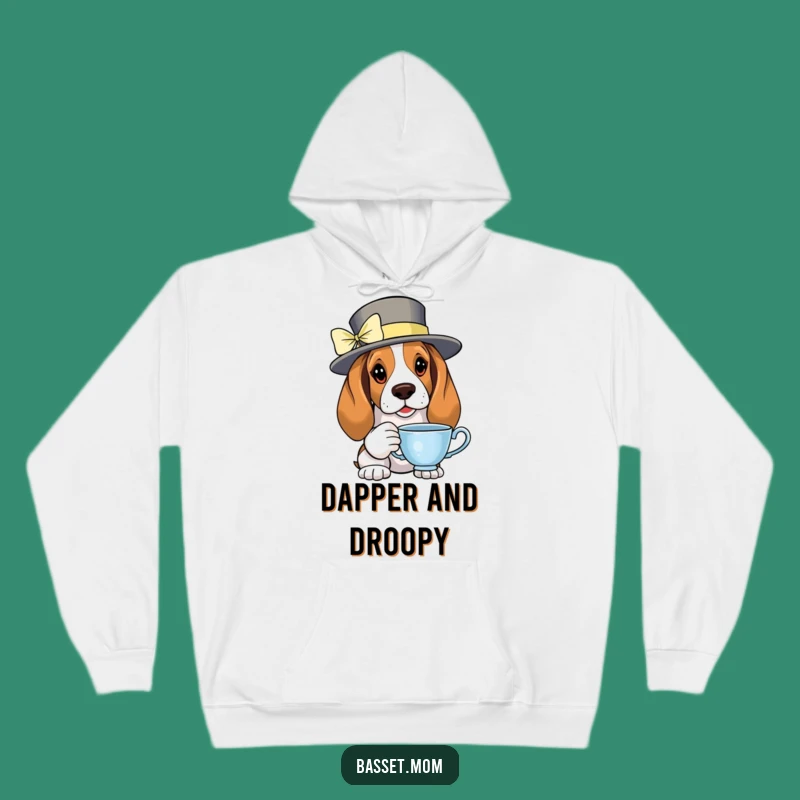 Funny Basset Hound Fancy Hoodie: Cozy Elegance, Hilarious Tea Party, Perfect Gift!