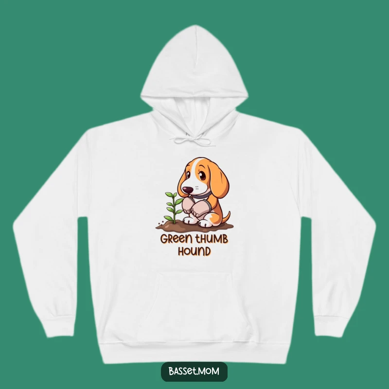 Funny Basset Hound Gardener Hoodie - Cozy Sprout Planting Comfort Gift