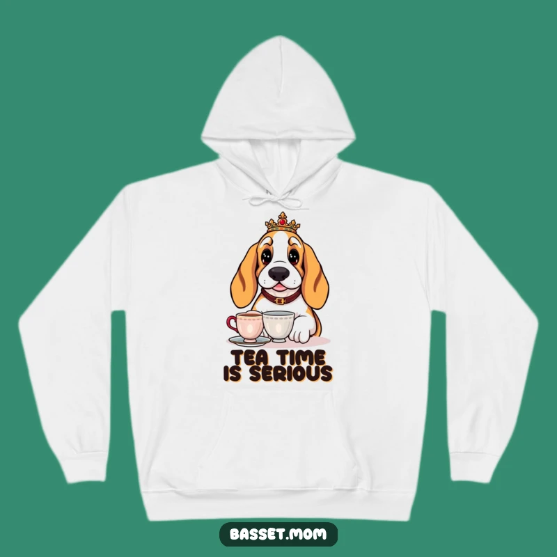 Funny Basset Hound Tea Hoodie - Cozy & Regal Canine Comfort Gift