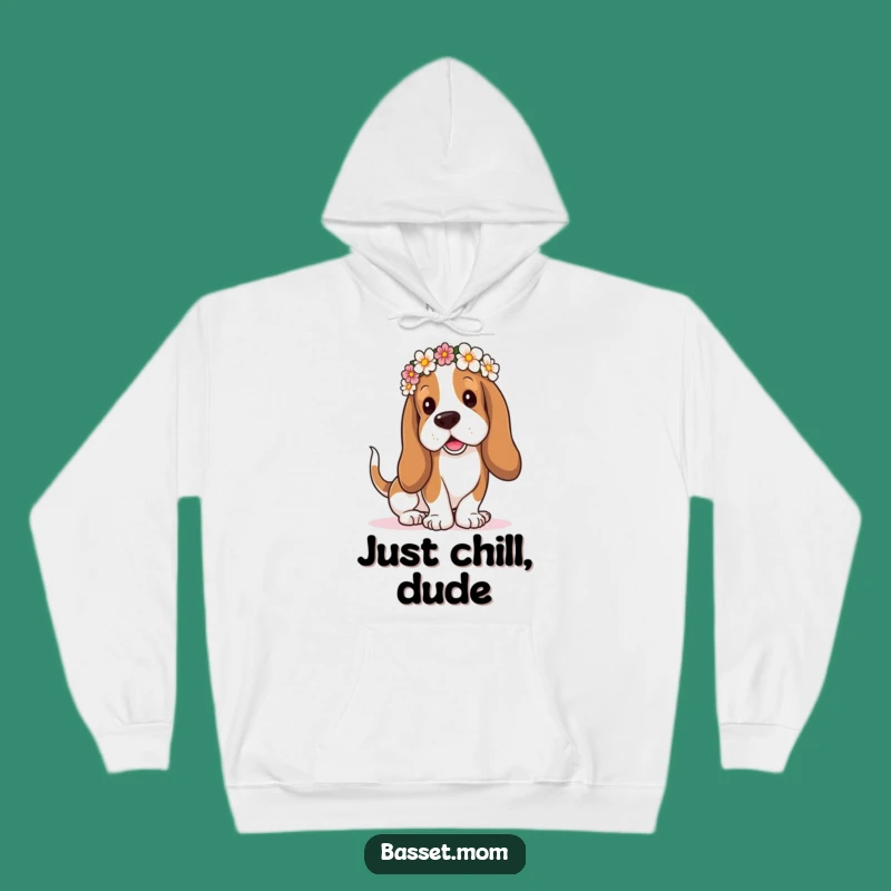 Funny Flower Crown Basset Hound Hoodie: Cozy Droopy Ears Wagging Tail - Perfect Funny Gift