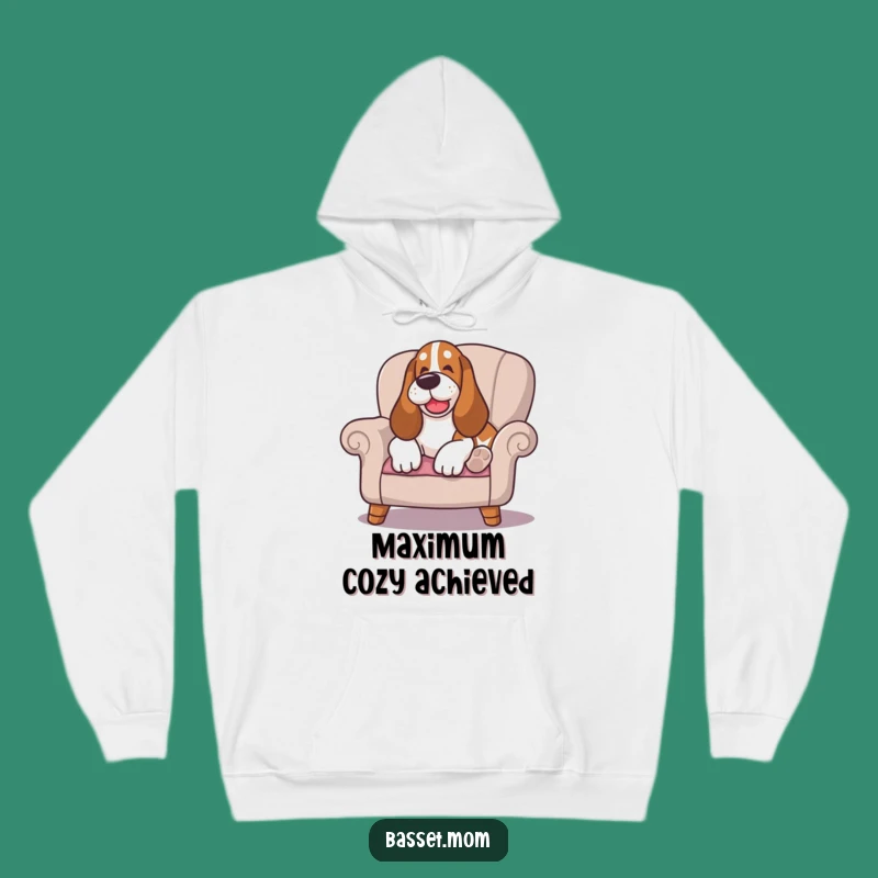 Funny Happy Sigh Basset Hound Hoodie: Lounging Comfort - Cozy Funny Gift