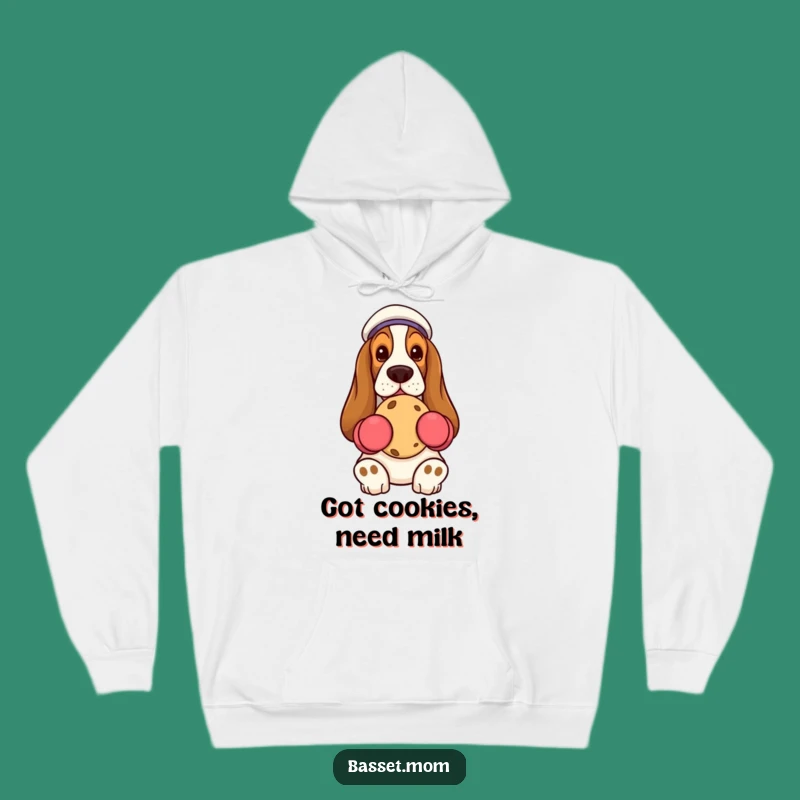 Cozy Funny Basset Hound Cookie Hoodie - Warm & Humorous Treat Lover Gift
