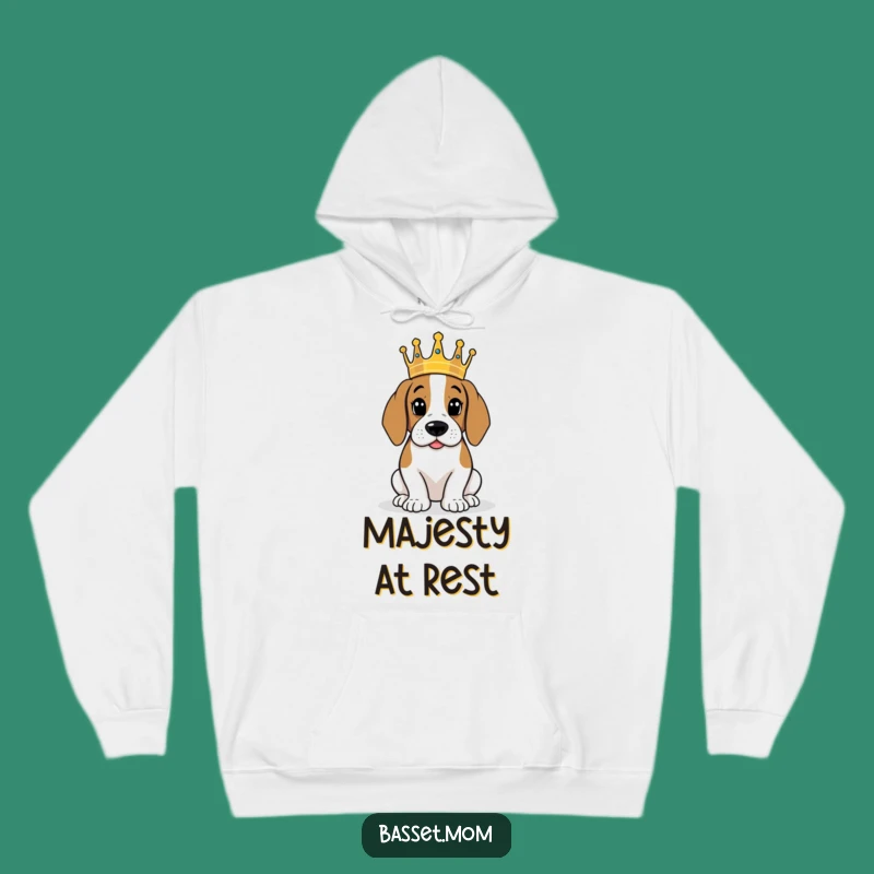 Cozy Funny Basset Hound King Hoodie - Warm & Humorous Royal Gift