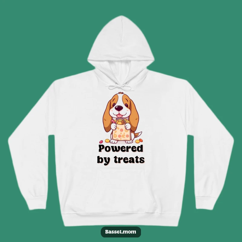 Funny Basset Hound Treat Haul Hoodie: Cozy Snacker Style, Hilarious Comfort, Perfect Gift!